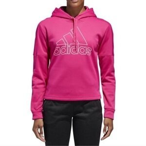 Adidas Women's Vibrant Pink Hoodie Cropped 3 Striped Life Size Medium B-3286